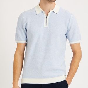 REISS OE PAOLO-TEXTURED SS KNIT SOFT BLUE worn once size large